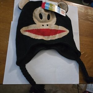 Paul Frank Black Knit Hat with Monkey Design